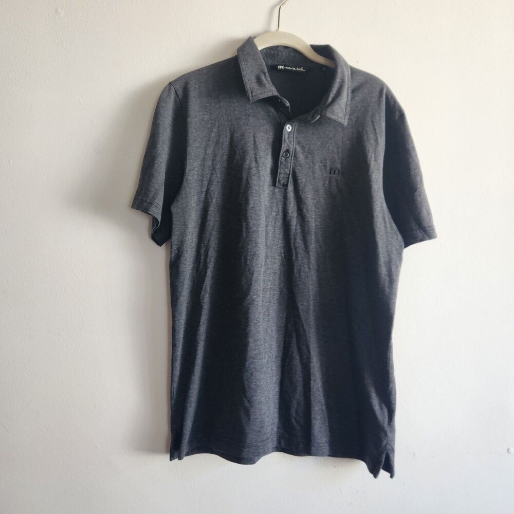 Travis Mathew Mens Gray Polo Shirt M Pima Cotton Blend Golf Short Sleeve Sport